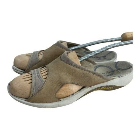Merrell Palmetto Taupe Sandals Women Size 12 Brown Tan Leather Slides Slip On - Picture 1 of 12